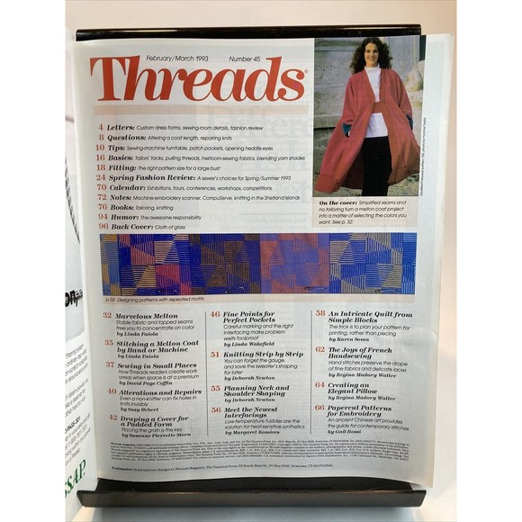 Taunton's Threads Magazine February/March 1993 #45 See Pics for Articles - Picture 2 of 2
